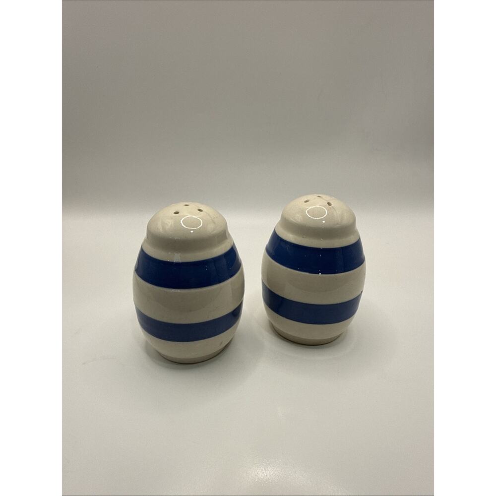Vintage Staffordshire Chef Ware Blue And White Striped Salt And Pepper Shakers